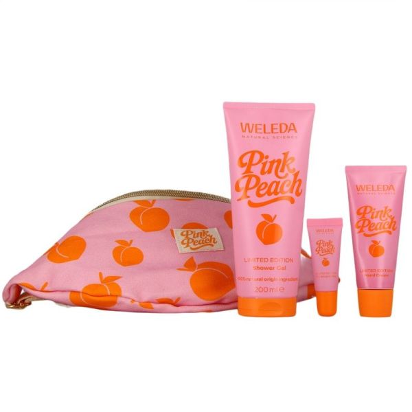 Routine Beauté et sa Banane Offerte - Pink Peach - Gel douche 200 ml, Creme mains 50 ml, Baume levres teinte 7 ml