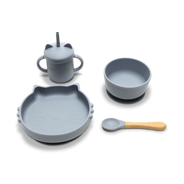 Set repas 4 pièces en silicone - Gris - 1 unité