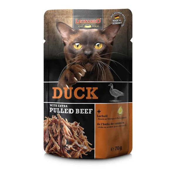 Leonardo Sachet Fraîcheur Canard + Extra Pulled Boeuf - 70 g