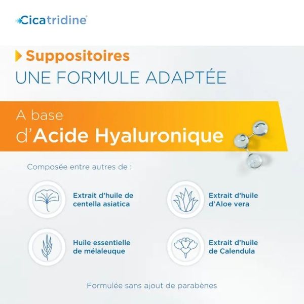 Suppositoires Cicatrisants A L'acide Hyaluronique - 10 suppositoires