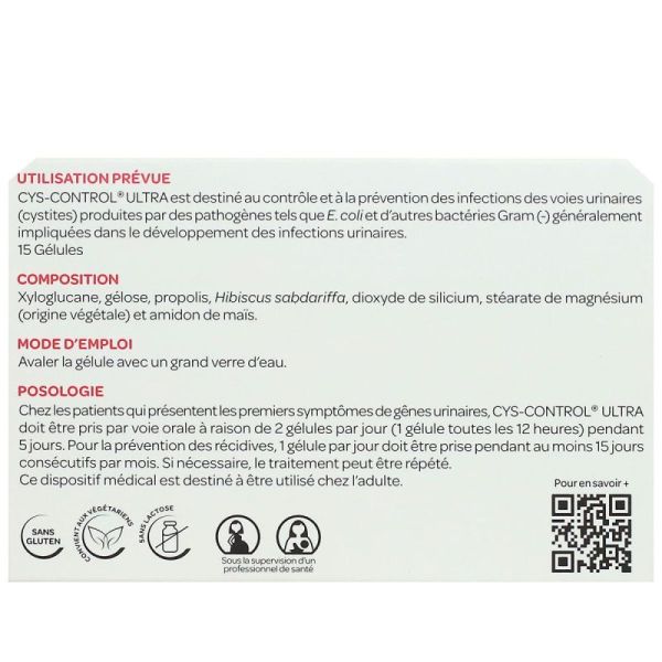 Cys-Control Ultra infections urinaires cystites 15 capsules