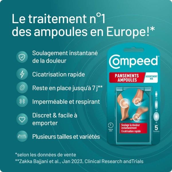 Pansements Ampoules Assortiment Pack 3 en 1 - 5 pansements