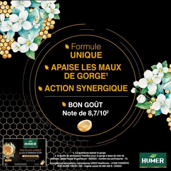 Pastilles Gorge au miel de Manuka actif & Gelée royale IAA 15+ - 16 pastilles