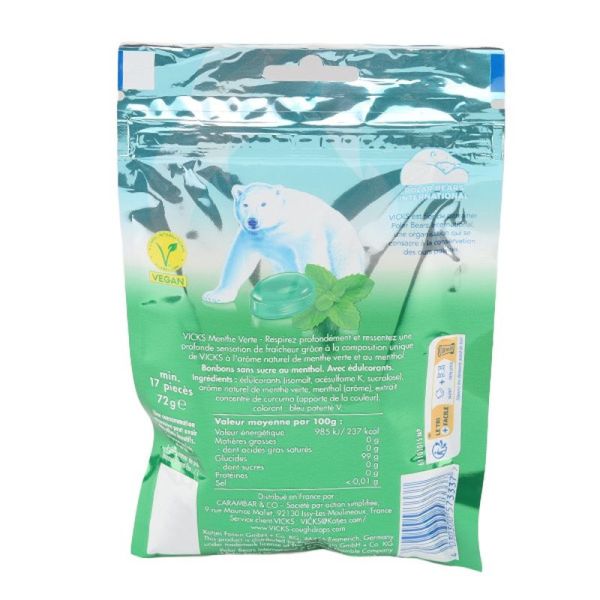 Bonbons Menthe Verte Menthol Sans Sucres - 72 g