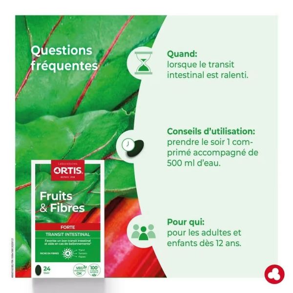 Fruits et Fibres Forte Transit Intestinal Comprimés - 12 comprimés