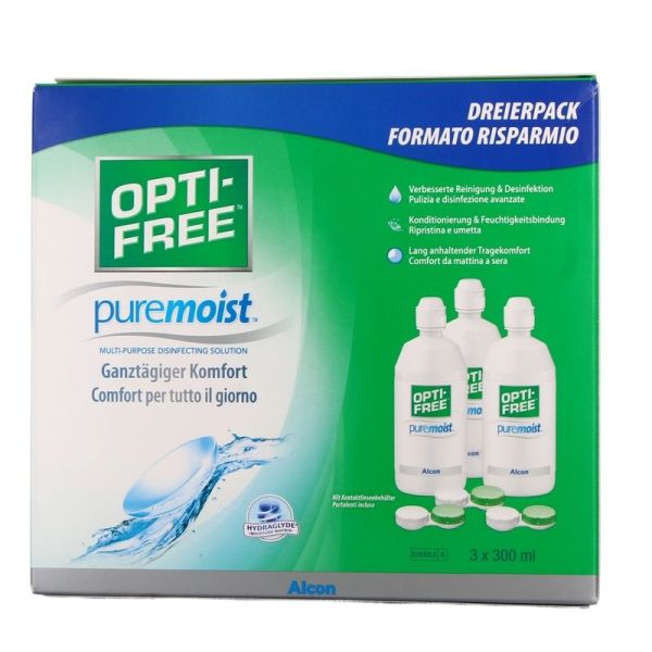 Opti Free PureMoist Solution pour Lentilles - 3 flacons de 300 mL