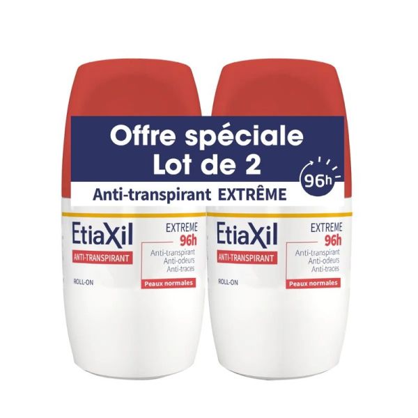 Roll-on anti-transpirant extrême 96 h - Lot de 2 - 2 x 50 ml