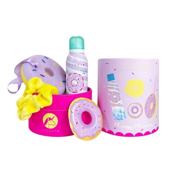 Coffret mousse de douche et accessoires fun bath box - Donuts