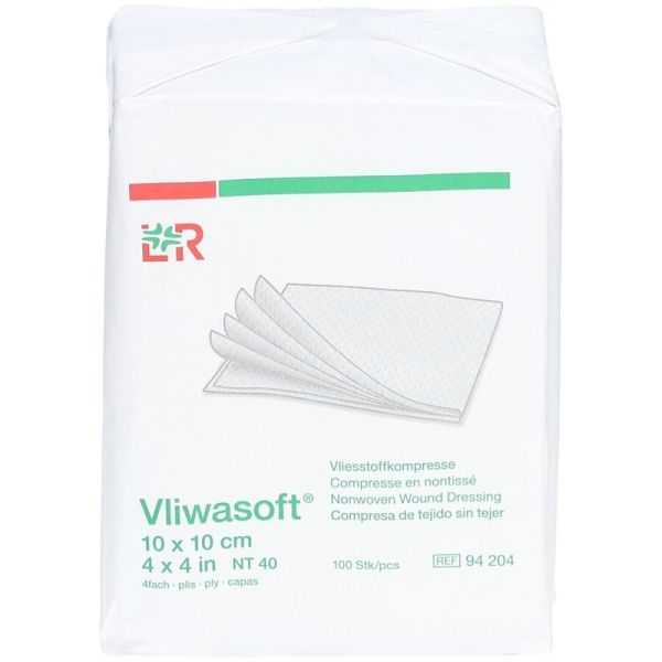 Compresses Non Stériles Non Tissées Vliwasoft - 10 cm x 10 cm, 100 compresses