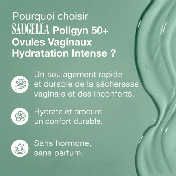 Poligyn 50+ Ovules vaginaux hydratation intense - 10 ovules de 2 g