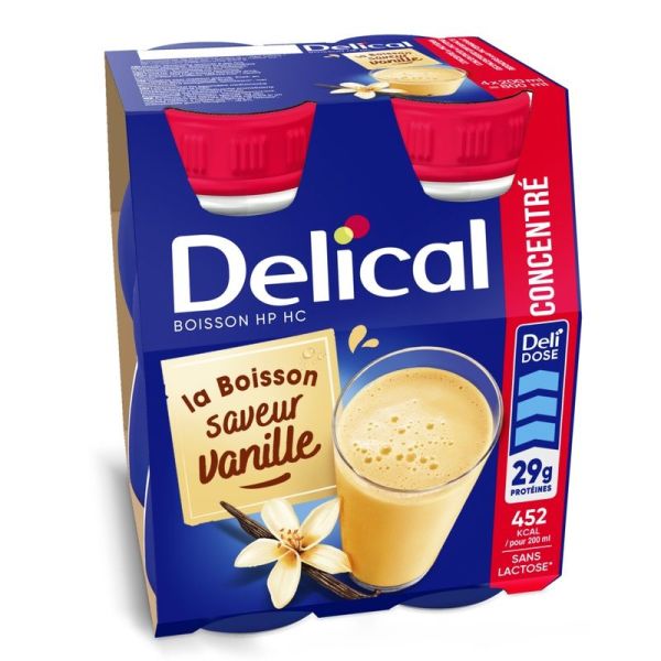 Delical Concentré Boisson Hypercalorique Vanille - 4 x 200 ml