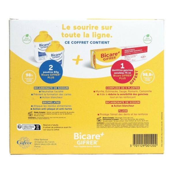 Bicare Plus - Coffret blancheur poudre + dentifrice