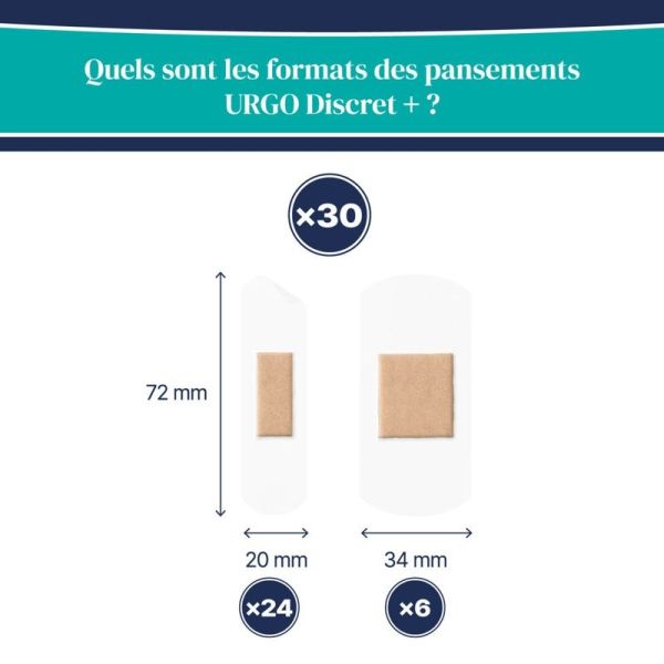 Discret + Pansements Transparents 2 Formats - 30 pansements