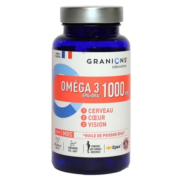 Oméga 3 EPA + DHA 1000mg cerveau cœur vision 60 capsules