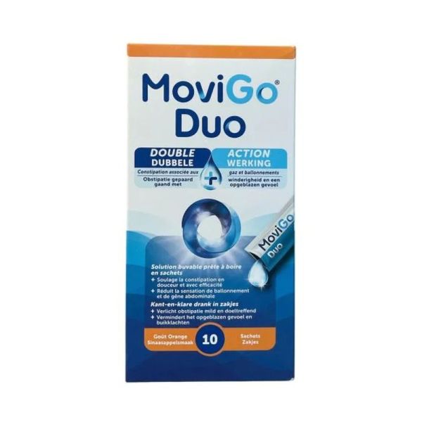 MoviGo Duo constipation et ballonnements - goût orange - 10 sachets