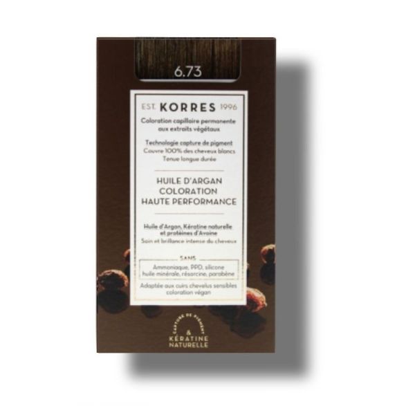 Korres coloration permanente huile d'Argan 6.73 Doré Cacao
