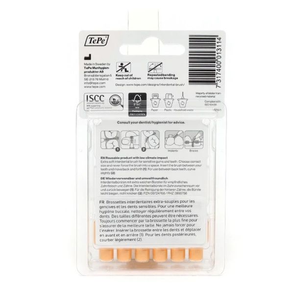 Brossettes interdentaires extra souples - Vert 0,8 mm - 6 brossettes