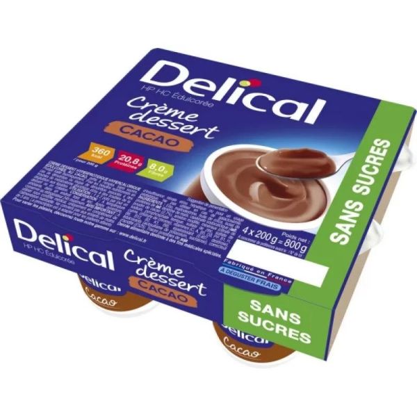 Crème Dessert HP/HC Sans Sucre Cacao - 4 x 200 g