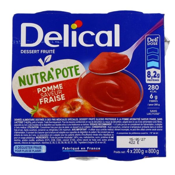 NUTRA'POTE nutriment - Pomme-Fraise - 4 x 200 g