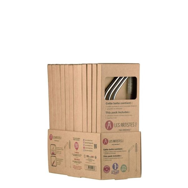Pailles en acier inoxydable et brosse