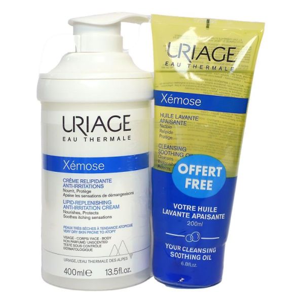 Uriage Xémose crème relipidante 400ml & huile offerte
