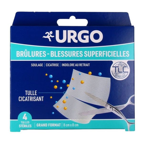 Brûlures et Blessures Superficielles - 4 tulles 8 x 8 cm