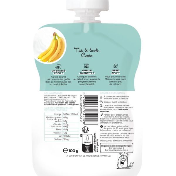 Gourde Brassé Coco Banane - POPOTE - 100g*