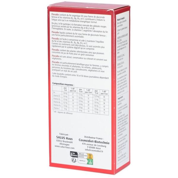 Floradix fer + plantes - 250 ml