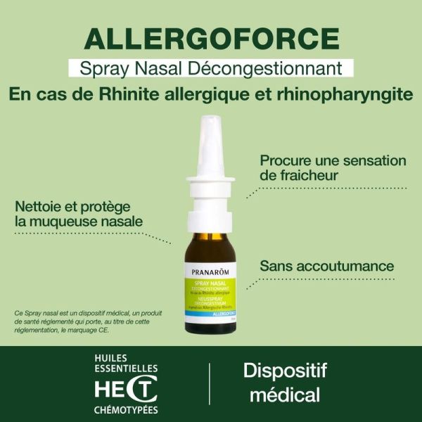 Spray nasal décongestionnant pour rhinite allergique - 15 mL