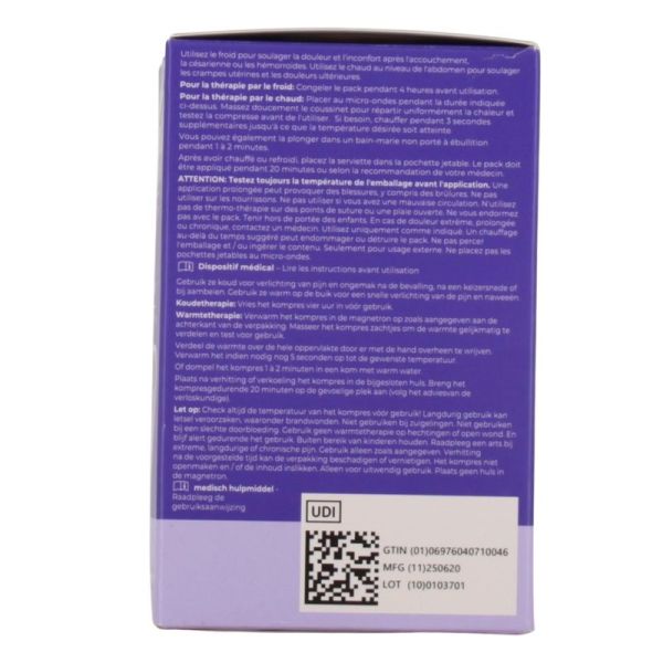 Serviette Post-Accouchement Apaisante Chaude/Froide - Kit - 1 serviette + 12 pochettes