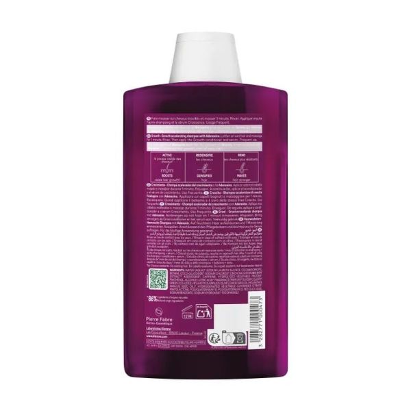 Shampoing accélérateur de pousse à l'adénosine CROISSANCE - 400 ml