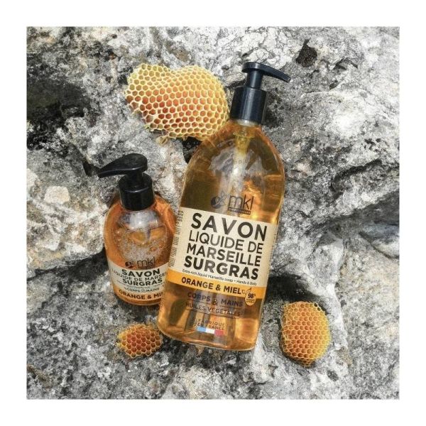 Savon de Marseille Liquide - Orange & Miel - Nettoyant corporel doux - 300 ml