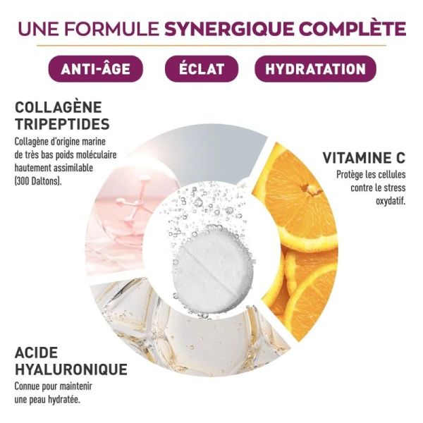 Collagène Tripeptides Effervescent - goût tropical - 18 comprimés