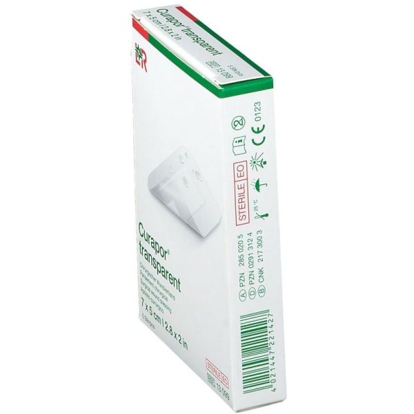 Curapor transparent pansement chirurgical stérile - 7 cm x 5 cm, 5 pansements