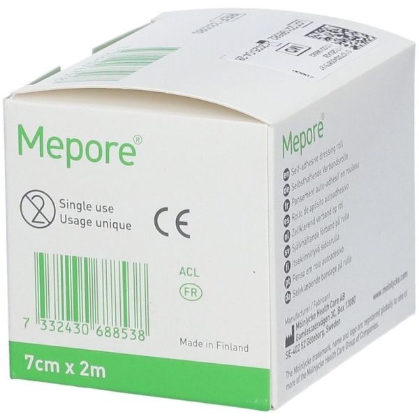 Pansement adhésif à découper non tissé en rouleau hypoallergénique - 2 m x 7 cm, 1 unité