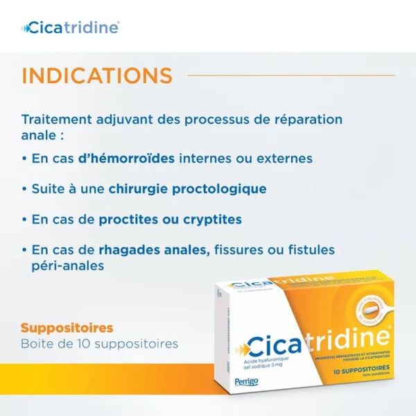 Suppositoires Cicatrisants A L'acide Hyaluronique - 10 suppositoires