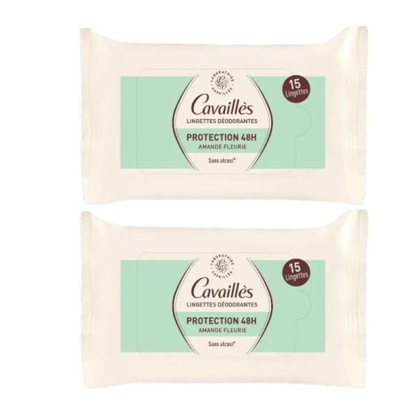Lingettes Déodorantes 48H Protection - Amande Fleurie - 2 x 15 lingettes