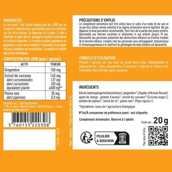 Curcuma 6300mg BIO - 60 gélules