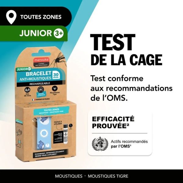 Bracelet Anti-Moustiques - Junior - 1 bracelet + 1 recharge de 6 ml