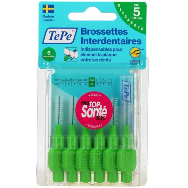 TePe Brossettes interdentaires originales 0,80 mm (x6)