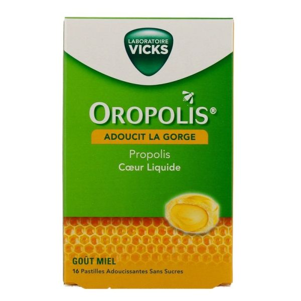 Oropolis coeur liquide gout miel sans sucres - 16 pastilles