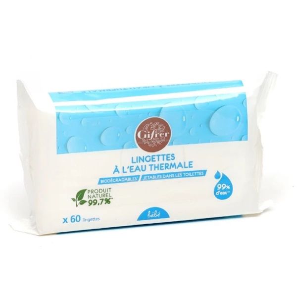 Lingettes à l'eau thermale d'Auvergne - 60 unités