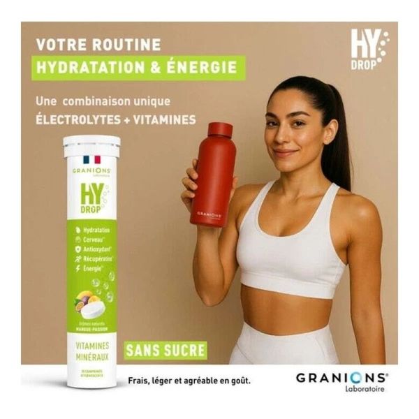 HYDROP Hydratation Électrolytes Mangue Passion - 20 comprimés effervescents