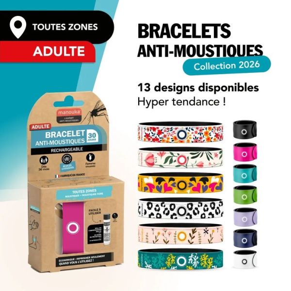 Bracelet Anti-Moustiques - 1 bracelet + 1 recharge de 6 ml
