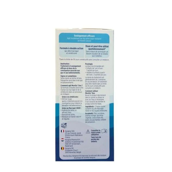 MoviGo Duo constipation et ballonnements - goût orange - 10 sachets