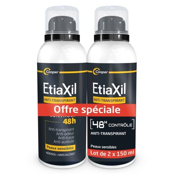 Anti-transpirant Homme Contrôle 48h - Transpiration Modérée MEN - 2 x 150 ml