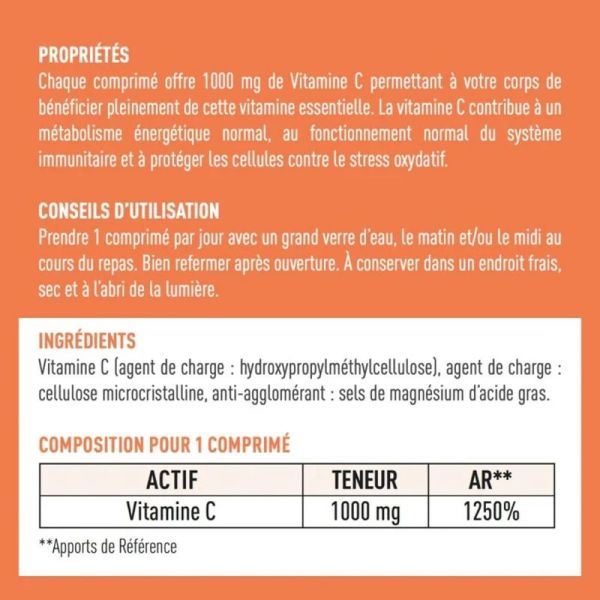 Vitamine C 1000 mg Format éco 6 mois - 180 comprimés
