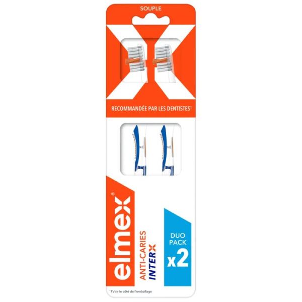 ANTI-CARIES INTERX - Brosse à Dents Standard Souple - 2 unités