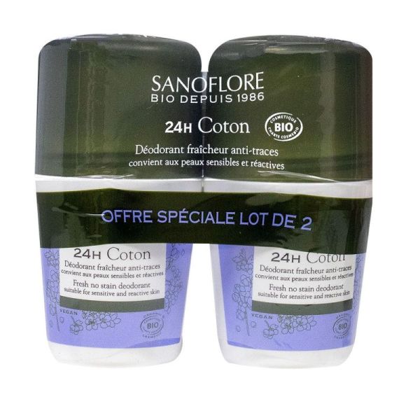 Sanoflore Deo Bille 24H Coton 2X50Ml