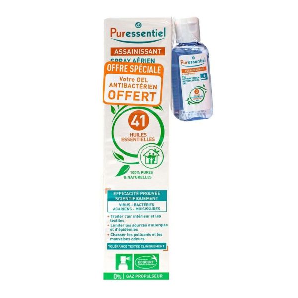 Puressentiel Spray aérien assainissant 200ml + gel antibactérien 25ml